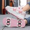 Girls's Rotating Button Four Wheel Skate Roller Shoes Roller Skating Removable  Kids Shoes with Wheels