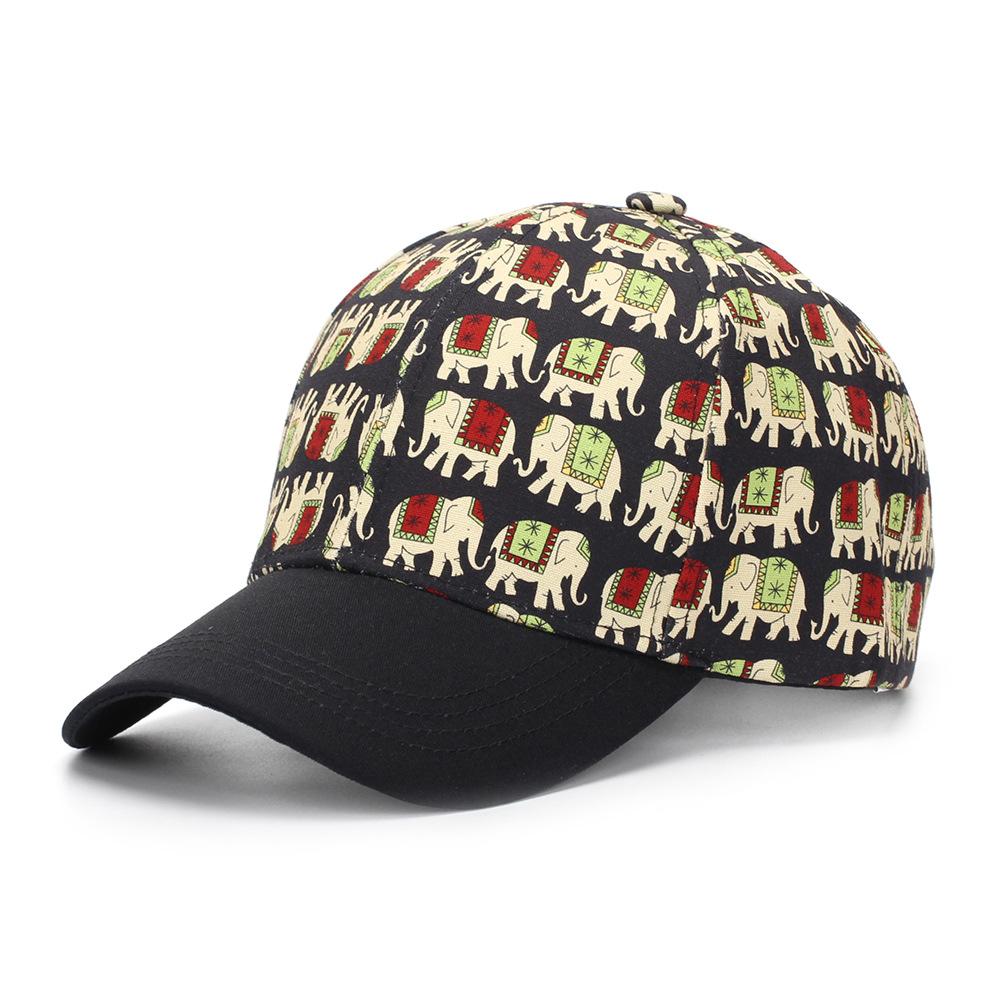 Fashion Hat New Spring and Autumn Elephant Printed Baseball Cap Men and Women Plaid Cap Cartoon Pattern Fashion Hat