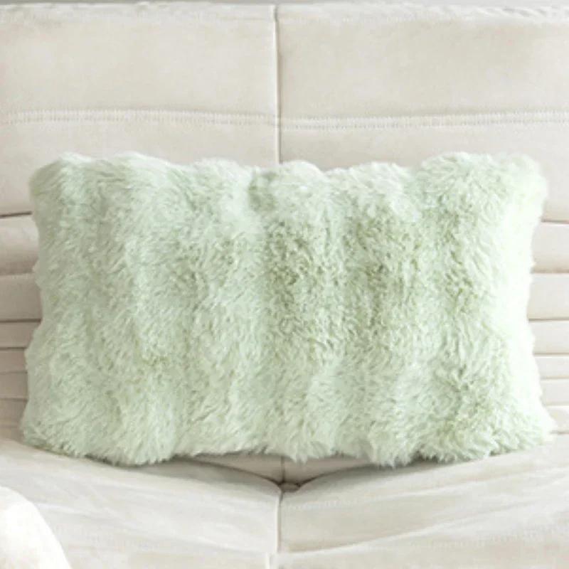 Winter Imitation Rabbit Hair Bubble Plush Throw Pillow Case Bedroom Living Room Sofa Soft Comfortable Pillow Sleeve Hand Warmer