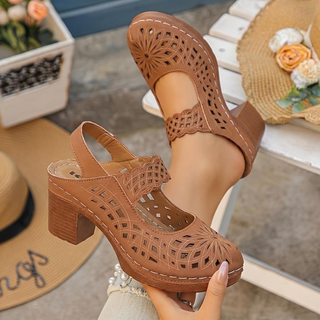 Women's Thick Heel Sandals, Solid Color Open Toe Summer High Heels, Women's Thick Heel, Casual Open Toe Summer Shoes, All Competition Outdoor Sandals