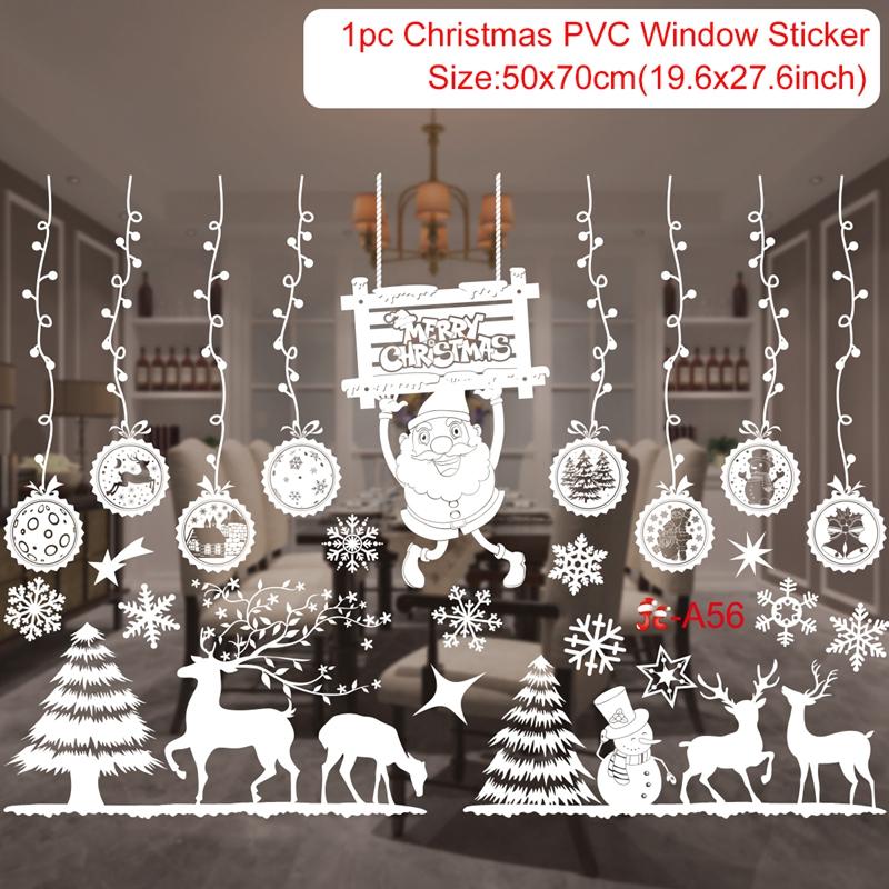Christmas Window Stickers Merry Christmas Decorations for Home Christmas Wall Sticker Kids Room New Year Decoration