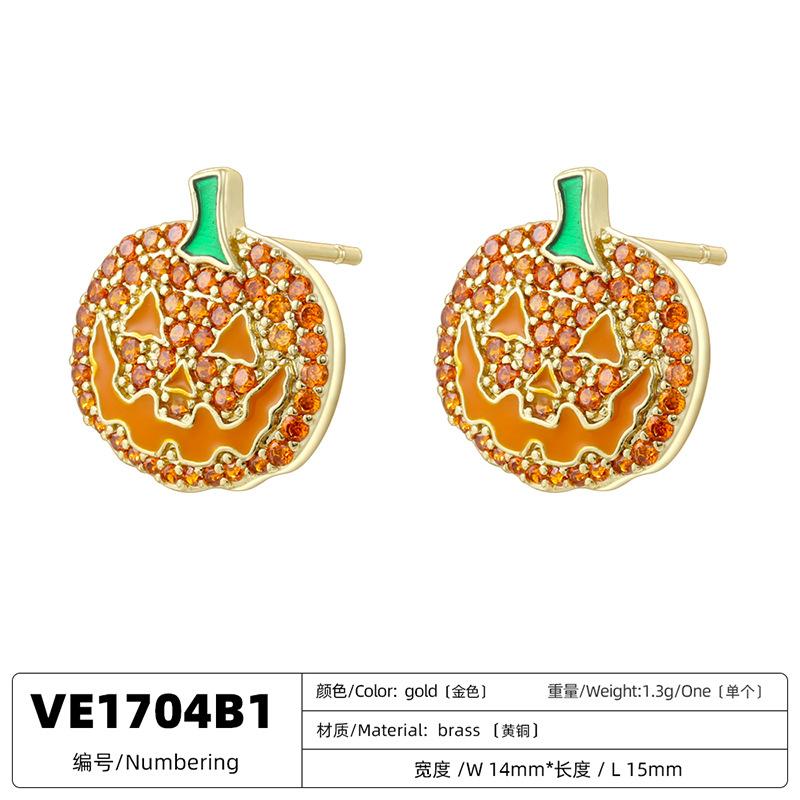 Pumpkin Grimace Ghost Stud Earrings Fun Funny Halloween Spider Web Earrings Ve1701-1705