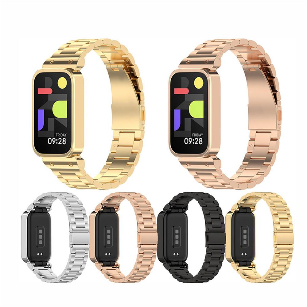 Metal Watch Strap for MI Band 9 Active Durable Tree-Bead Steel Watch Bracelet for REDMI Band 3 Belt Replacement Accessory