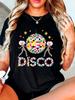 Übergröße, DISCO Grafikdruck Übergröße Damen T-Shirt, Kurzarm Rundhals Freizeit Oberteil für Sommer & Frühling, Damenbekleidung
