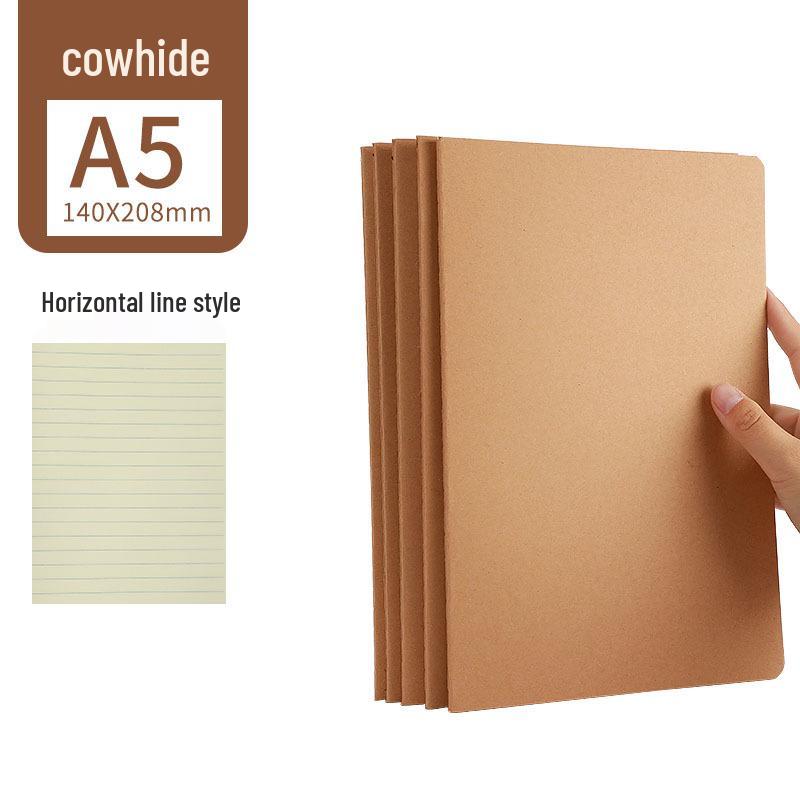 16k Simple Cowhide Paper Stitched A4 Large Lined B5 High School Blank English Grid Notebook