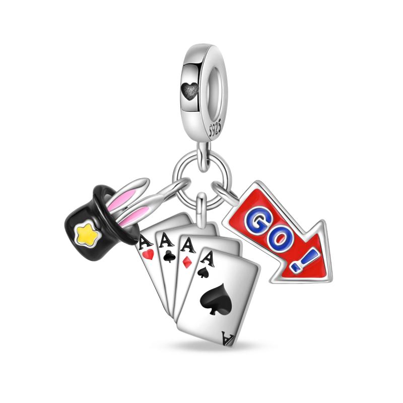 New Arrivals Colorful Clown Balloon Poker Amusement Park Collection Copper Dangle Charm Compatible With Authentic Bracelets Delicate Do It Yourself Gi