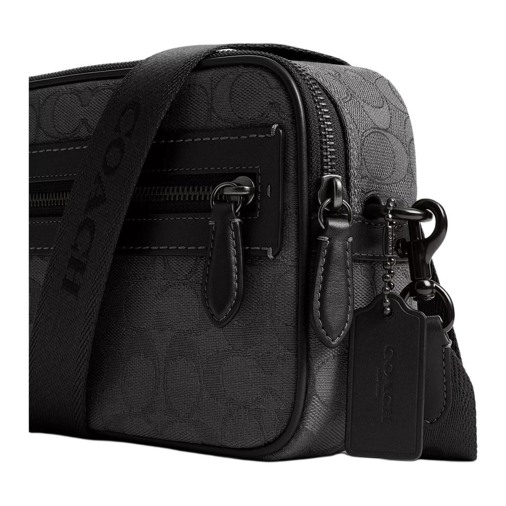Coach Theo 22 Logo Print Leather Camera Bag Men Shoulder Bag Black CBF21-BLK