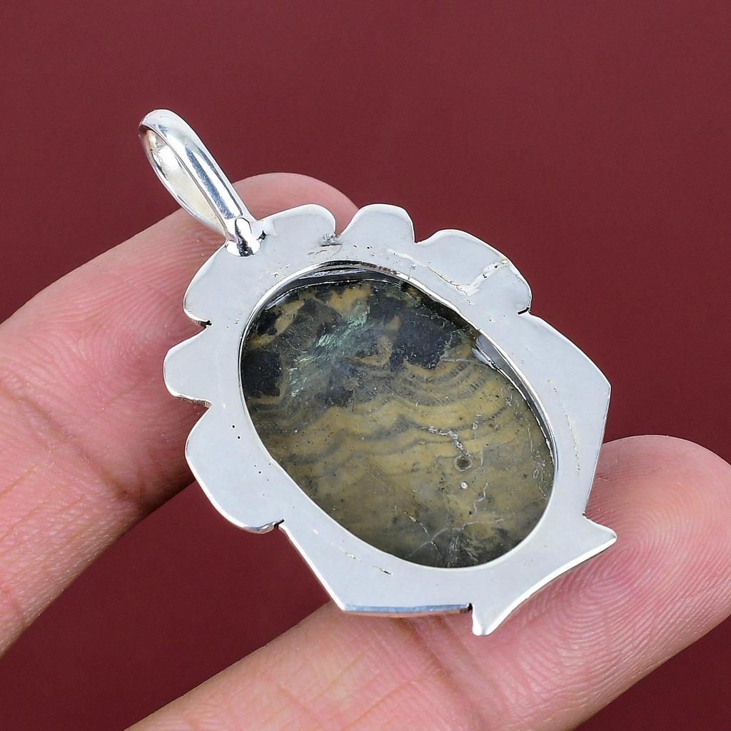 Schalenblende Pendant Latest Design Pendant Wonderful Gemstone Jewelry 925 Sterling Silver Pendant Handmade Pendant Silver Jewelry for Gifts