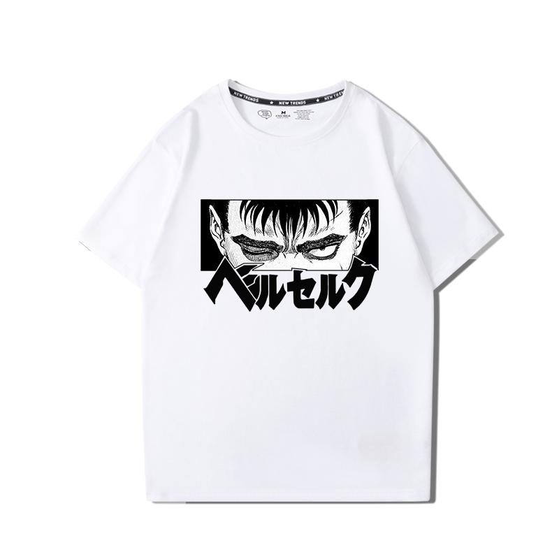 Berserk Anime Hübscher Druck 100% Baumwoll-T-Shirt Sommer Herren Lässig Bequem Atmungsaktiv Streetwear