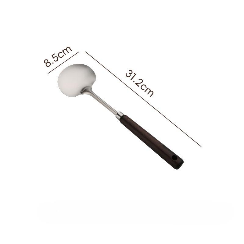 Stainless Steel Wood Handle  Stir-fry Spoon Walnut Mushroom Kitchen Frying Spatula Wok Utensils Cooking Tools Wood Spatula