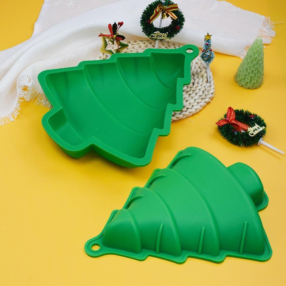 Christmas Baking Utensils Classic Green Christmas Tree Mold Cake Chocolate Jelly Mold Food Grade Silicone, Perfect for Christmas