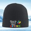 Puzzle Pieces Autism Awareness Sign Message Knitted Hat Unisex Women Unisex Beanie Pullover Cap Winter Thermal Warm Christmas Outdo