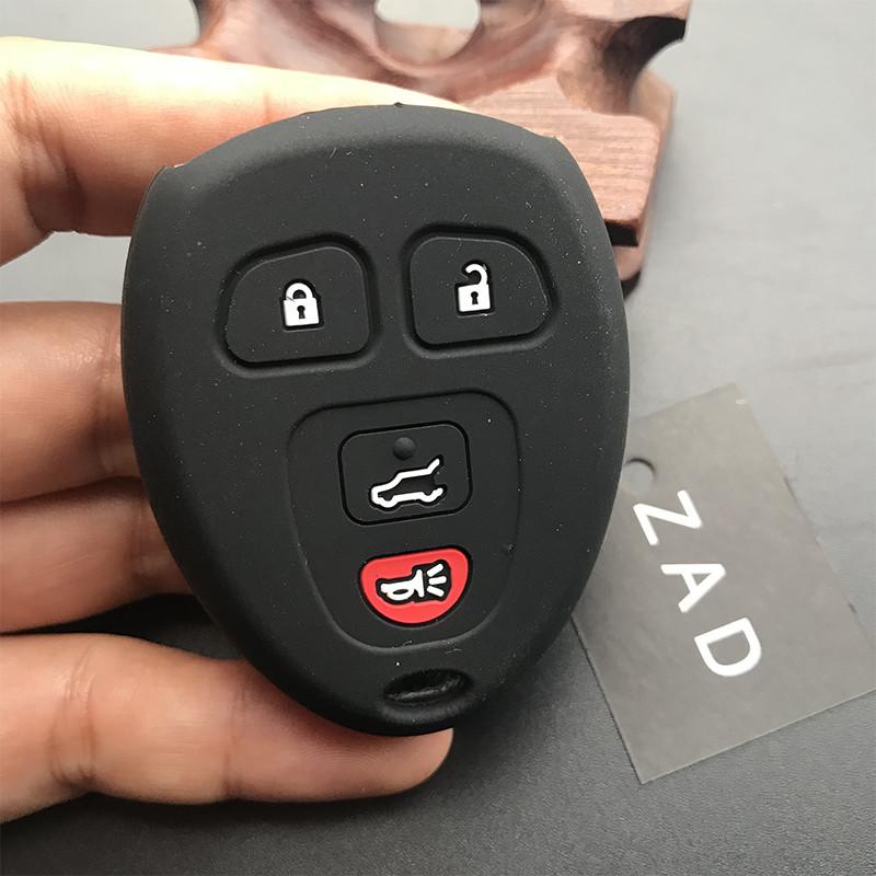 ZAD Silicone rubber car key cover case shell For GMC Yukon for Buick Enclave Saturn Chevy Tahoe Traverse Suburban 4 buttons key