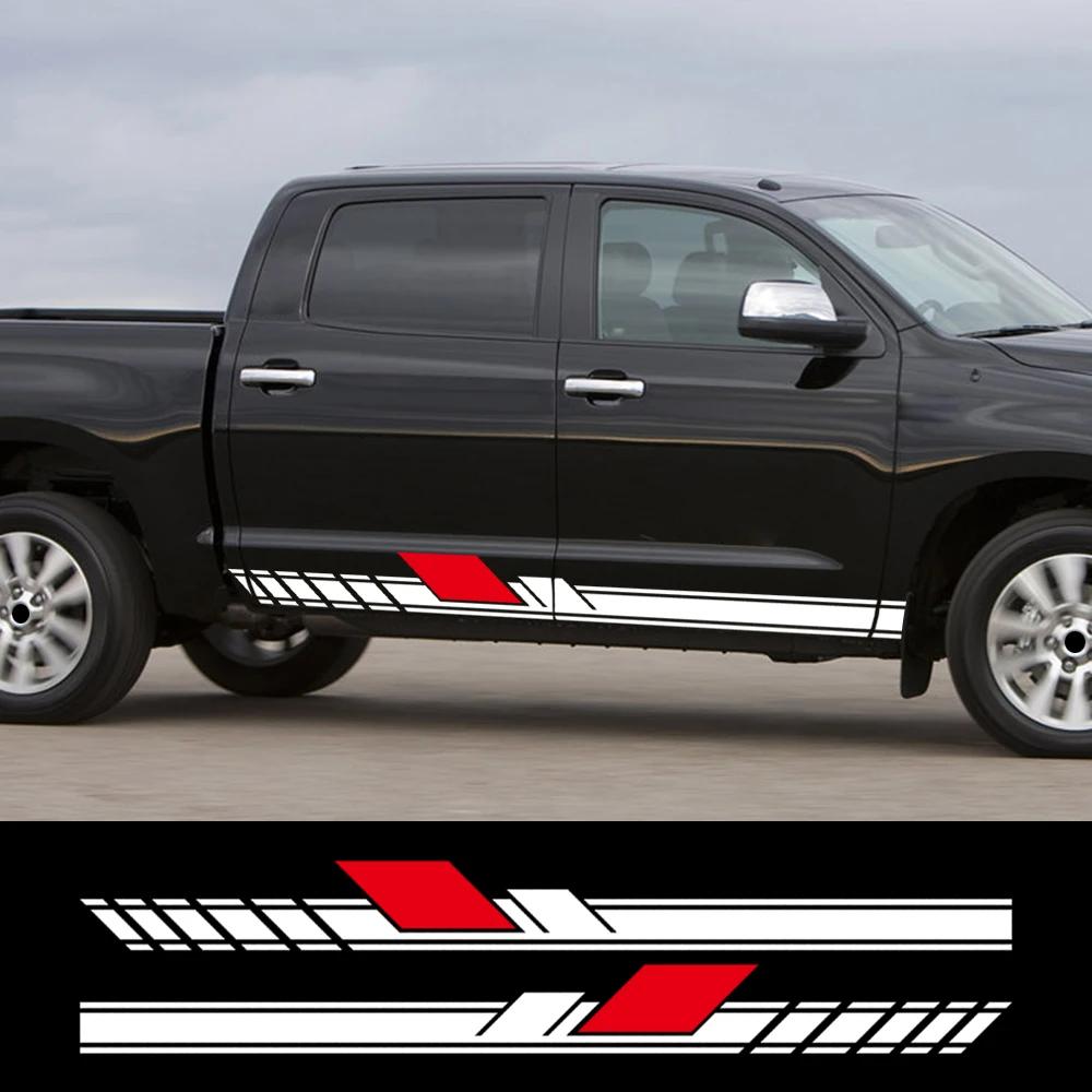 200x19cm 2PCS Sport Stripes Stickers For Pickup Car Door Side Body Vinyl Decals Auto Styling DIY Decoration Stickers Accessories