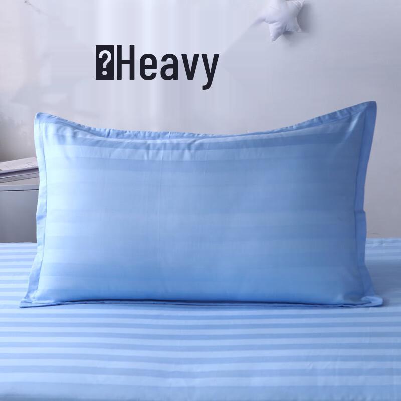 Hotel Quality Blue Sateen Striped Cotton Pillowcase