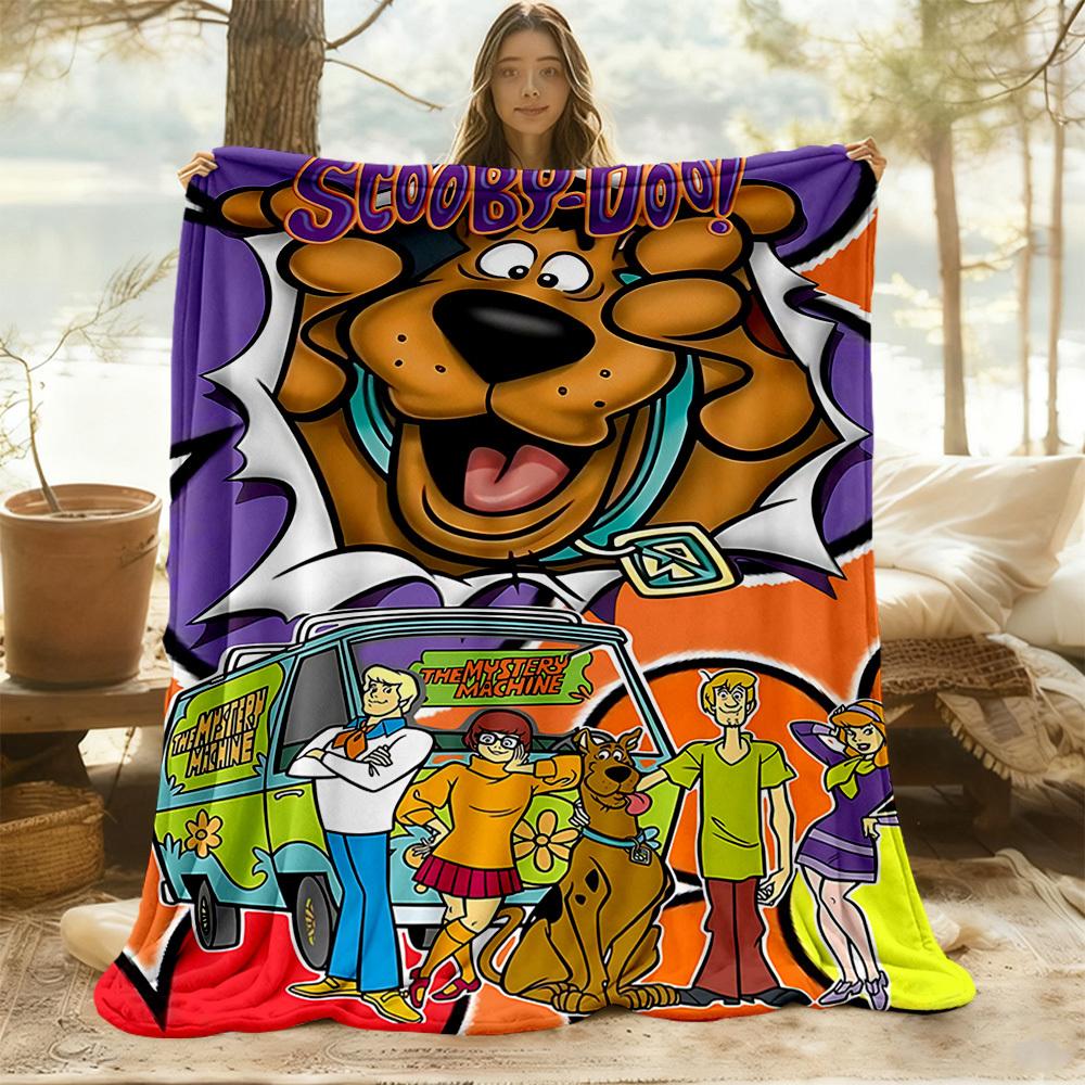 1pz Coperta da Esterno Scooby Doo in Flanella Leggera, Morbida e Calda, Utilizzo Stagione Unica per Divano
