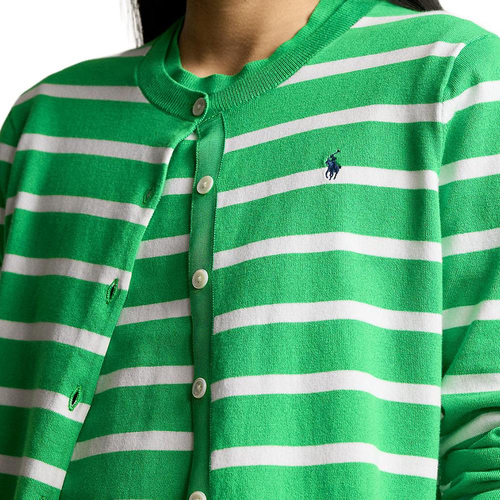 Polo Ralph Lauren Striped Cotton-Blend Cardigan Women Cardigans Green WMPOSWENC020957-300