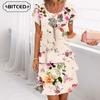 Abiti casual con scollo a maniche corte a maniche corte primavera estate moda donna