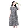 Summer 2026 Plus Size Cotton Silk Long Dress for Middle-Aged Women