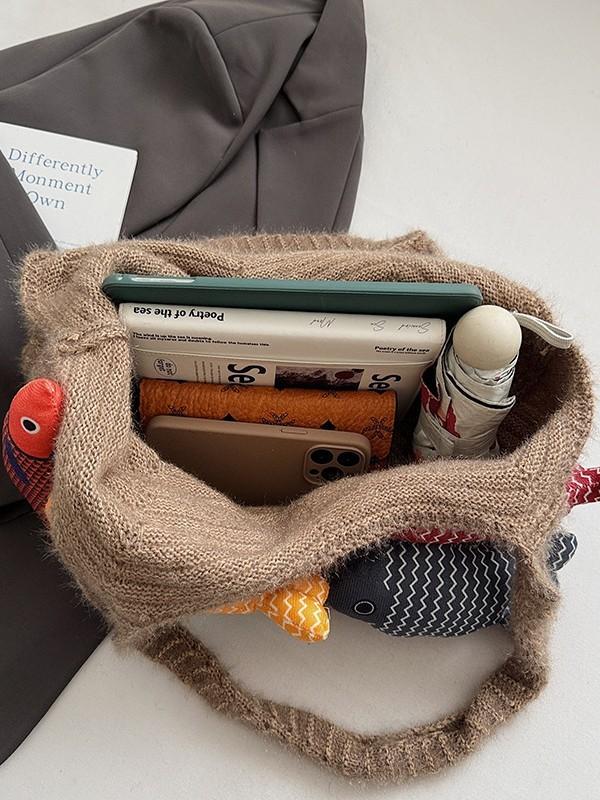 Borsa Tote Casual in Cotone da Donna con Design Intrecciato e Apertura Superiore per Uso Quotidiano