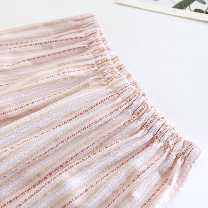 2026 New Spring/Summer Couple Set 100% Cotton Striped Long Sleeve Two Piece Set and Women's Cardigan Home Clothes