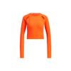 Long Sleeve Top Solid Color Slim Fit Hollow Design Casual Long Sleeve T-Shirt Women Tops Half-Impact-Orange JJ1589