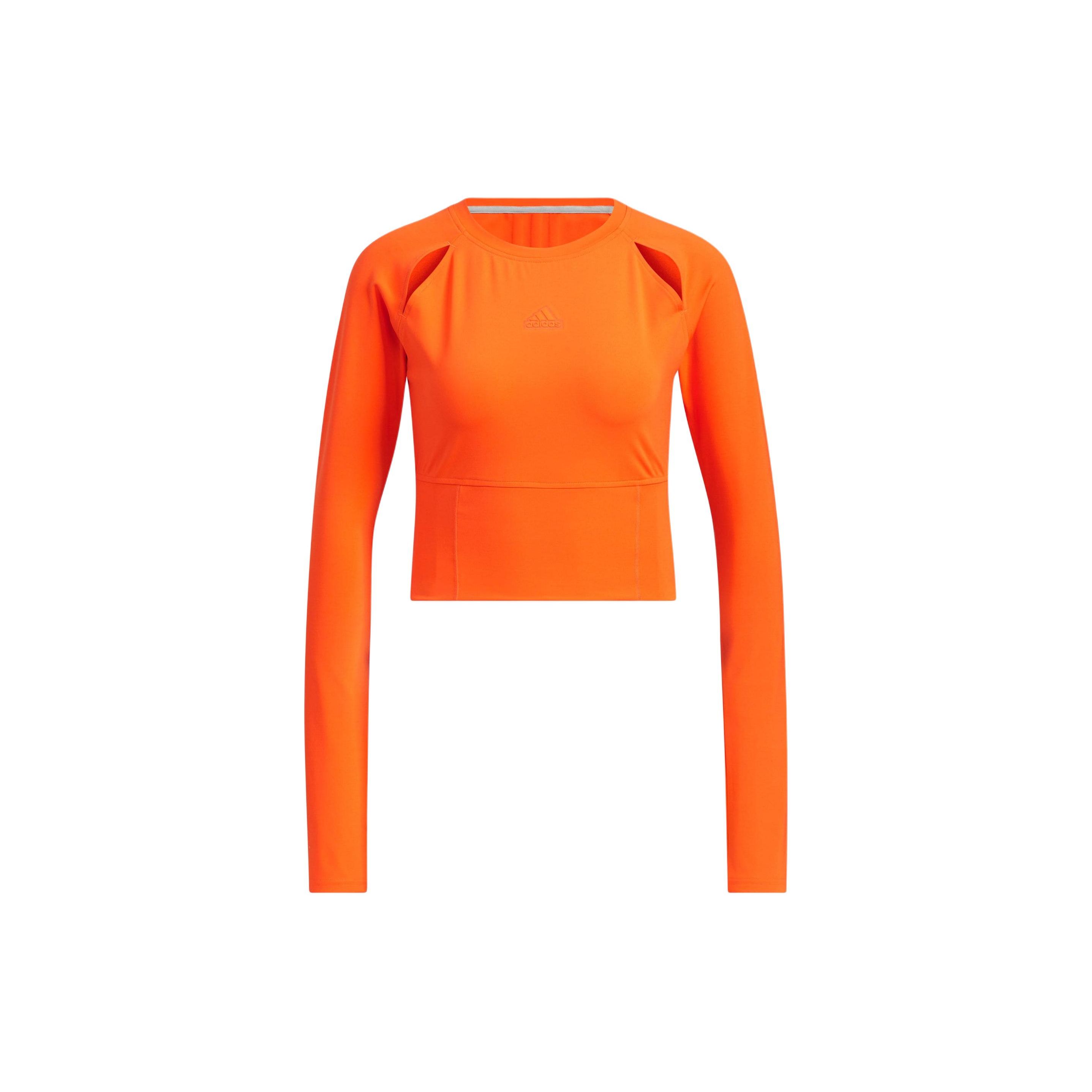 

Adidas Long Sleeve Top Solid Color Slim Fit Hollow Design Casual Long Sleeve T-Shirt Women tops Half-Impact-Orange JJ1589 S