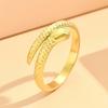 Gold-Plated Snake-Shaped Stainless Steel Ring for Women - Punk Style Titanium Jewelry