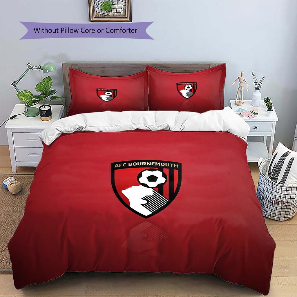Set Copripiumino Trapuntato con Motivo AFC Bournemouth Decorazione per la Casa Regalo (1 * copripiumino + 2 * federe senza imbottitura)