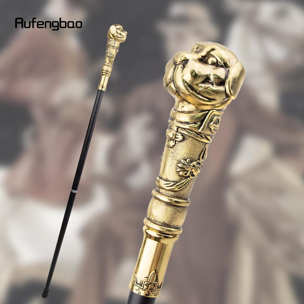 Golden Black Puppy Bulldog Dog Walking Cane Fashion Walking Stick Gentleman Luxury Crosier Knob Walking Stick 93cm