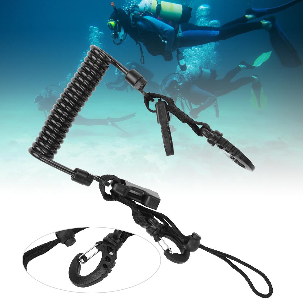 Steel Wire Camera Diving Waterproof Case Safe Quick Release Connection Hanging Buckle Spring Rope Anti Lost Strap(Black )