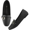 Shoetopai Women'S Black Classic Loafer Belly Shoes With Buckle Detail  Comfortable Slip-On Flats For Office & Daily Eu38