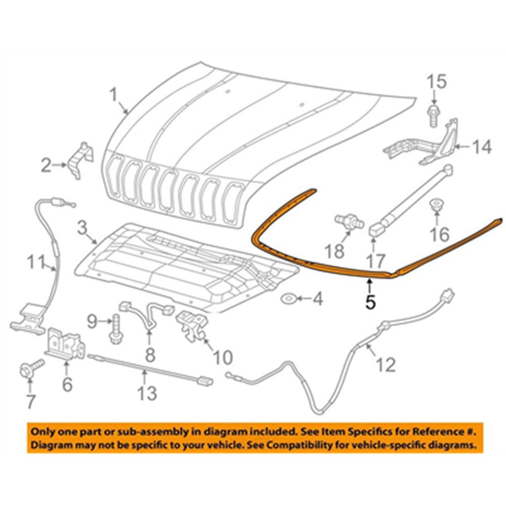 Front Hood Weatherstrip Molding 68103103AB For Jeep Cherokee 2014-2018 2.4L 3.2L