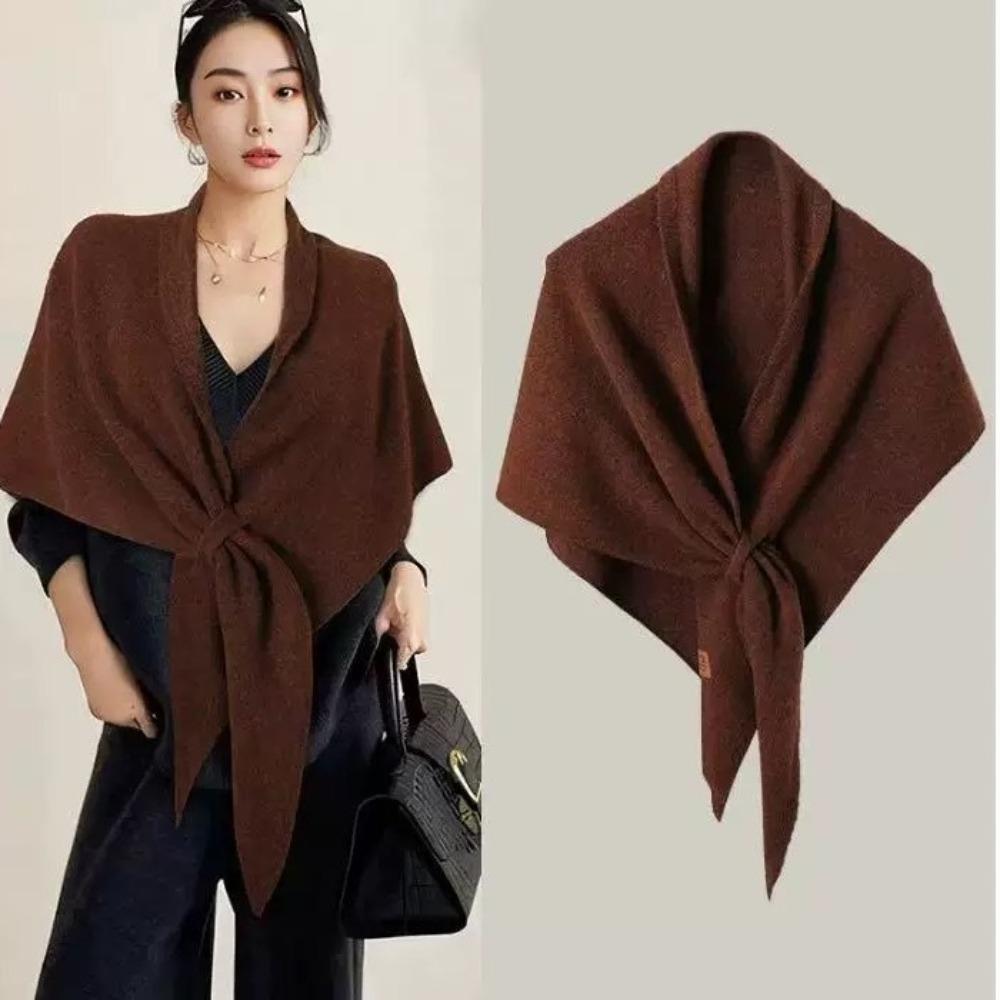 Triangle Scarf Scarf Solid Color Shawl Cape Autumn and Winter Women's High-end Shawl Blanket Warm Small Cape Cape