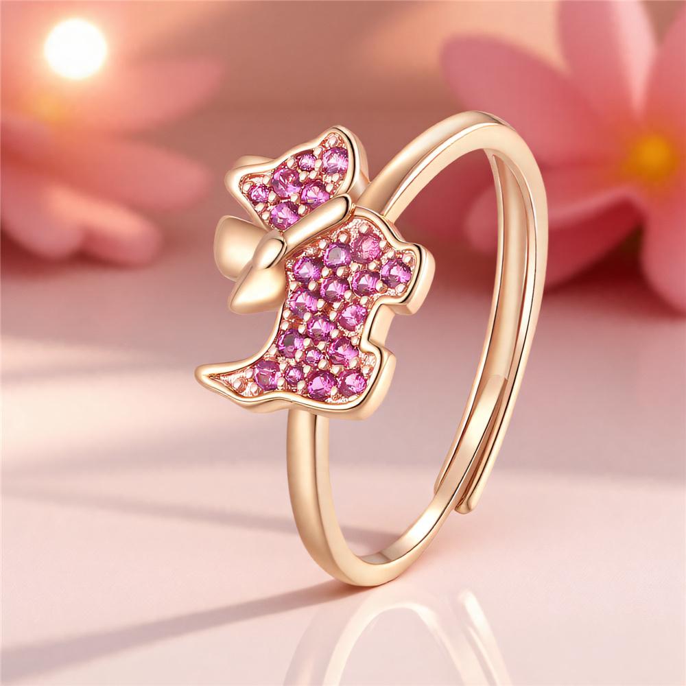 

Cute Female White Blue Red Zircon Open Wedding Rings Promise Adjustable Gold Color Engagement For Women resizable червоний