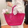 Candy Color Hollow Beach Bag Large-capacity Easy To Clean Portable Tote Bag Plastic Woven Design Reusable PVC Basket Travel