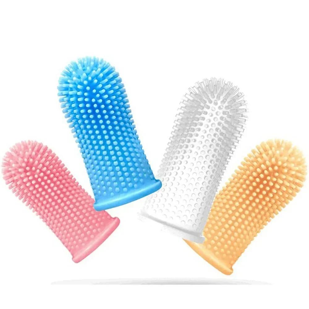 Cat Dog Super Soft Pet Finger Toothbrush Teeth Cleaning Bad Breath Care Nontoxic Silicone Toothbrush Tool Dog Cleaning Supplies