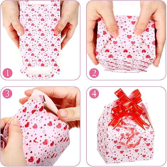 Chuangdi 36 Pcs Bulk Mini Valentines Day Treat Boxes Heart Gift Boxes Sweet Cardboard Paper Box Printed Candy Boxes for Goody Cookie Holder with 40