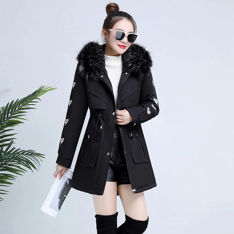 Women's Winter Padded and Thickened Warm Parka Ladies Slim Hooded Jacket