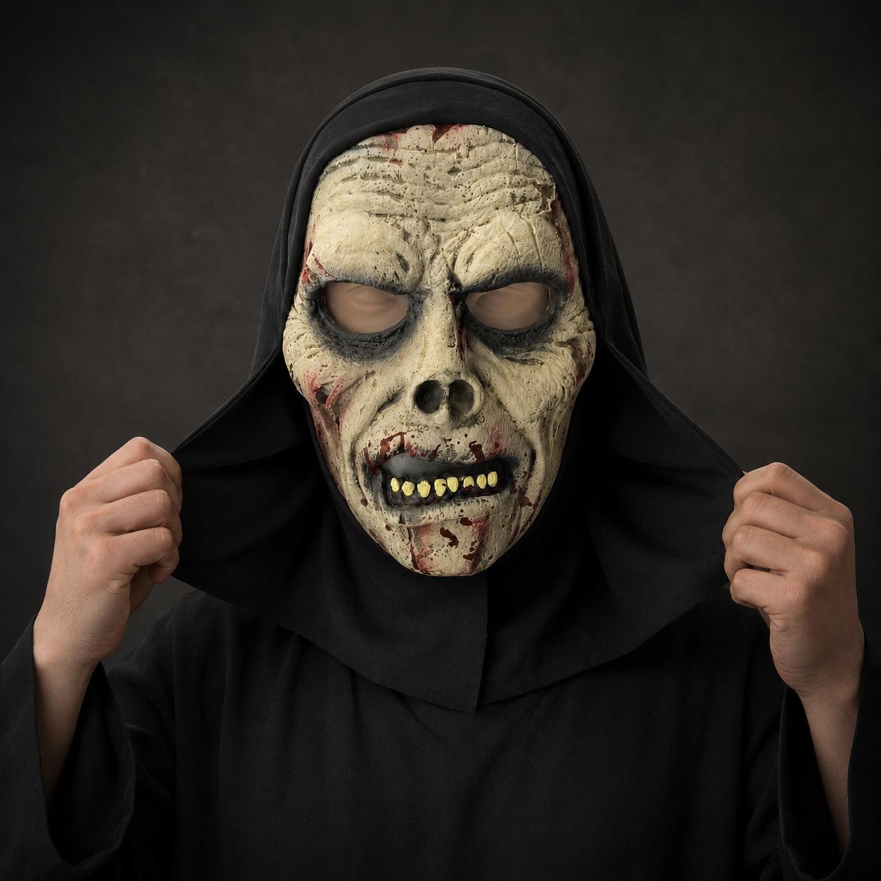 Feest Zwarte Pij Gekostumeerd Hoofddeksel Spook Latex Masker One size fits all adults beige