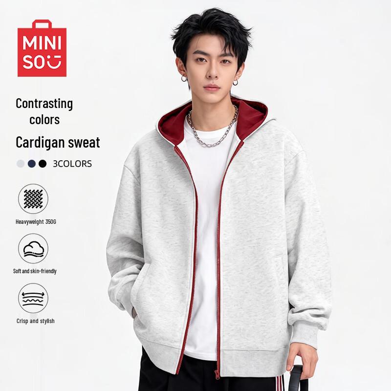 MINISO Men's Heavyweight Colorblock Zip Hoodie