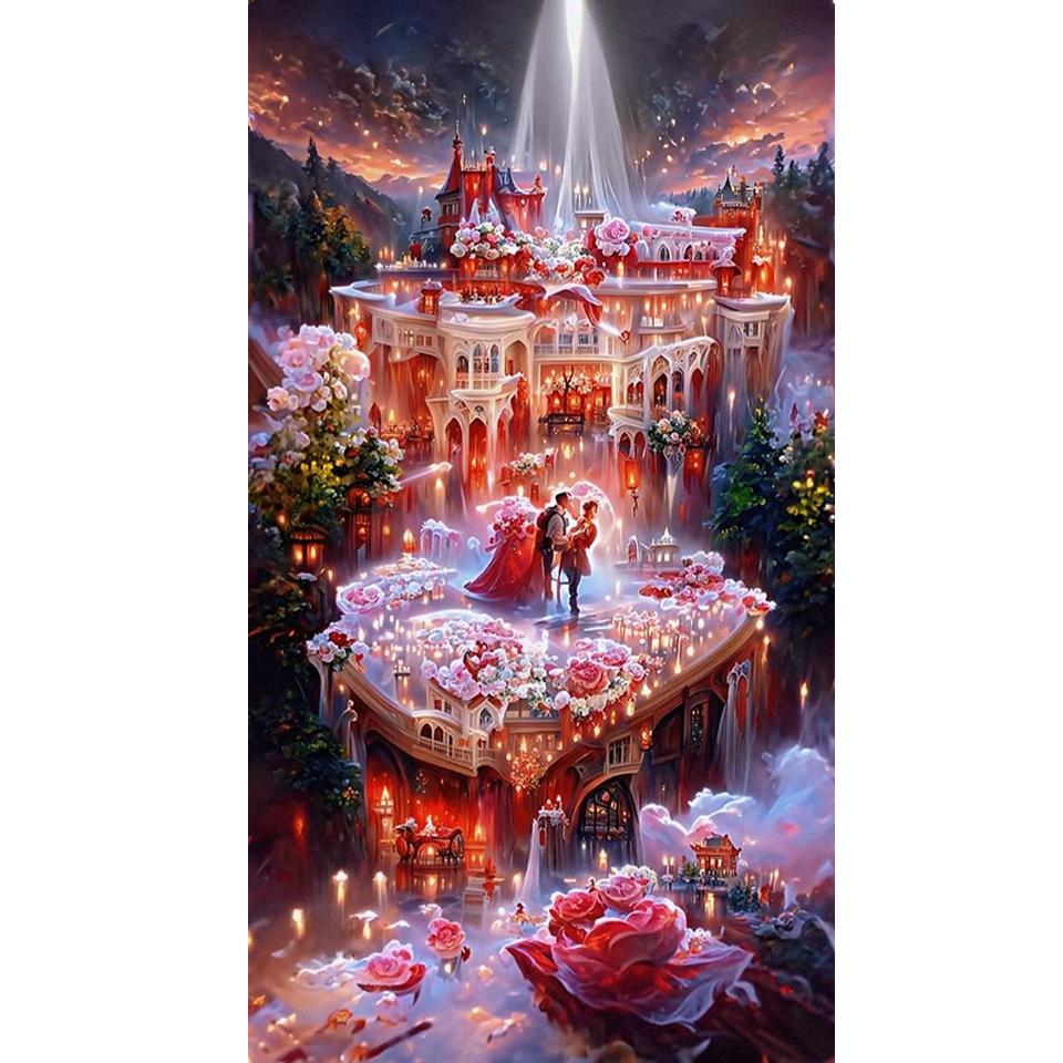

Большой 5D DIY алмазная живопись Шато Монтроуз наборы полная дрель мозаика мечта романтический свадебный пейзаж алмазная вышивка Full Round 20x40CM