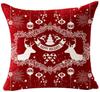 Red Plaid Sofa Linen Christmas Pillow Cover Reindeer Snowflake Home Cushion Cover