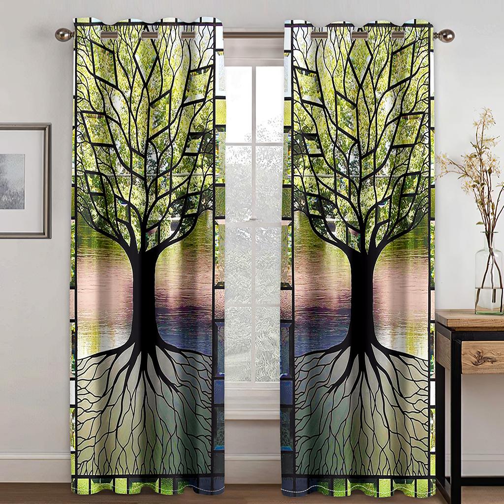 Závěs se vzorem tajemné větve - Odolný vůči povětrnostním vlivům Odolný závěs Vhodné do obývacího pokoje Ložnice Dekorativní domácí závěs
