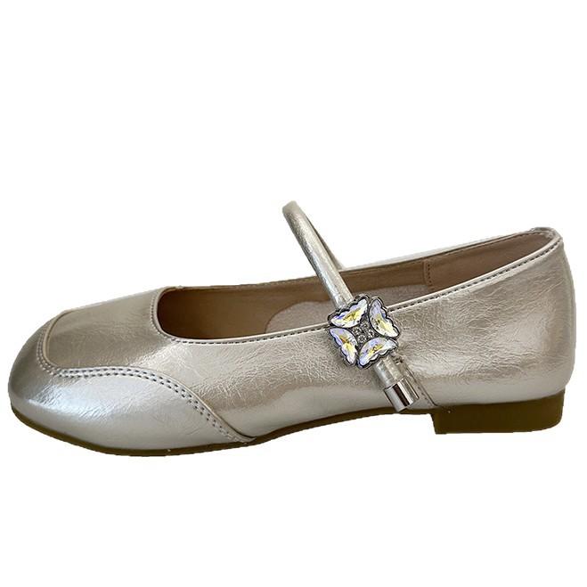 Fashion French Square Head Women's Mary Jane Shoes Spring and Summer Retro One-button British Style Square Heel Flat Single Shoes Women