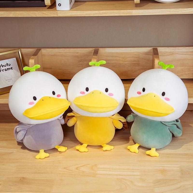 1pc 33cm Adorable Big Mouth Duck Plush Toys Kawaii Toy Turn To Dinosaur Husky Bear Frog Rabbit Dolls Stuffed Soft Pillow For Girls
