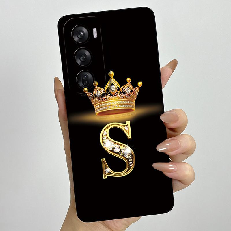 For OPPO Reno 12 Pro 5G Case Crown Letters Liquid Silicone Phone Cover For OPPO Reno12 Reno 12 12Pro Coque CPH2625 CPH2629 Funda