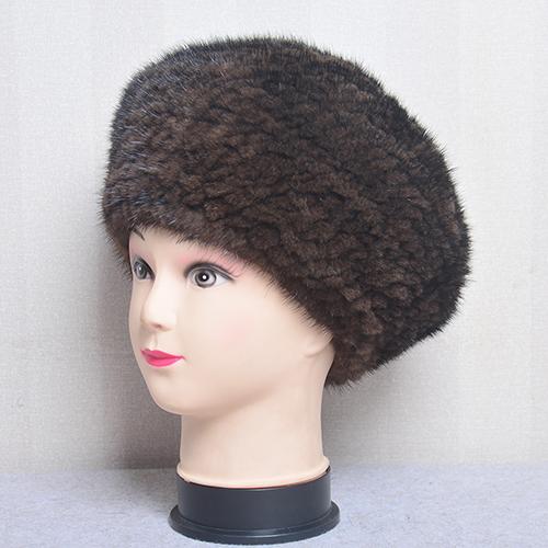 Fashion Lady Winter Warm Knit Caps Women Mink Hats Berets Luxury Women Real Natural Mink Fur Hat Beanies Real Fur Berets Hat