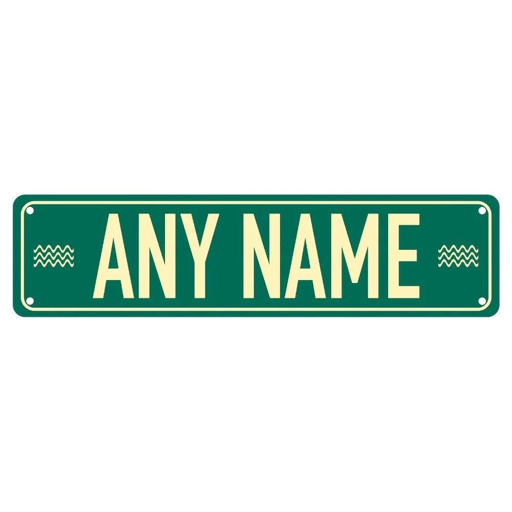 Personalisierter 2D-Flachguss-Straßenschild | 15,75×3,94\ Benutzerdefinierter Name & Nachricht | Mehrfarbige Wanddekoration für jede Szene