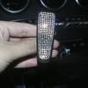 Crystal Car Sunshade Glasses Case Rhinestone Card Holder Bracket Fastener Sun Visor Mount  Women